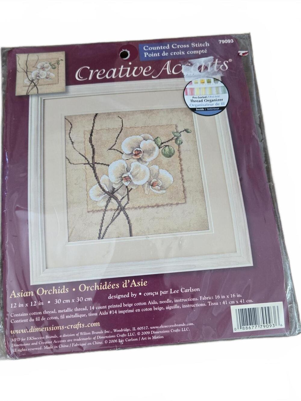 Dimensions Counted Cross Stitch Kit "Asian Orchids" / 12" x 12" / #79093